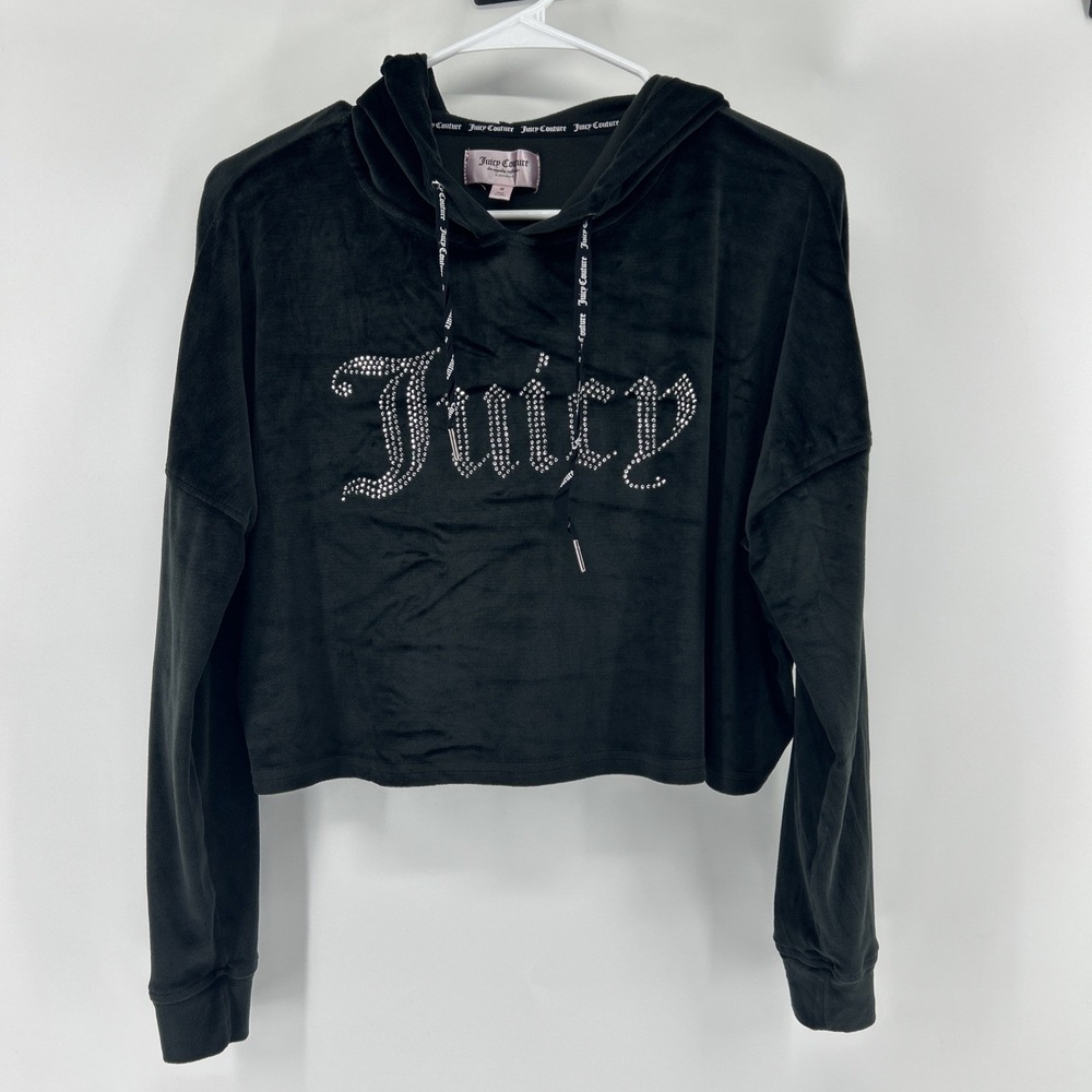 Juicy Couture Pullover Hoodie Women's Medium M Logo Text Oversized Cropped